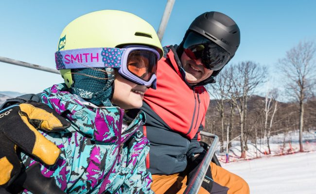 dad and child on lift